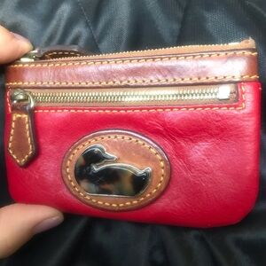 Vintage Dooney & Bourke Red Leather Coin Purse with The Duck 🦆 Logo on